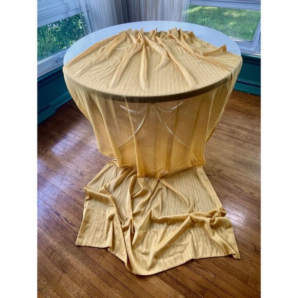 Vintage 70s curtain, yellow tone on tone stripes, single narrow pleated panel - Picture 3 of 9
